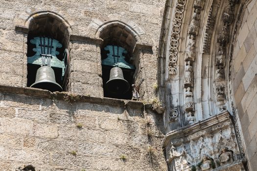 architectural detail of the church of Nossa Senhora da Oliveira in the historic city center of Guimaraes, Portugal