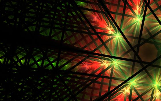The mosaic composition in golden, red, green tones. Abstract kaleidoscope background. Beautiful kaleidoscope pattern. Multicolor mosaic texture. Unique design