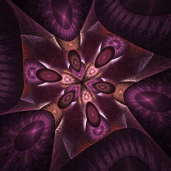 The kaleidoscopical composition in violet tones. Abstract kaleidoscope background. Beautiful kaleidoscope pattern. Multicolor mosaic texture. Unique design