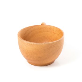 Wooden tea cup isolated on a white background.