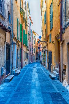 Picturesque streets in the centre of Menton, picturesque city in the Provence-Alpes-Côte d'Azur region on the French Riviera, close to the Italian border