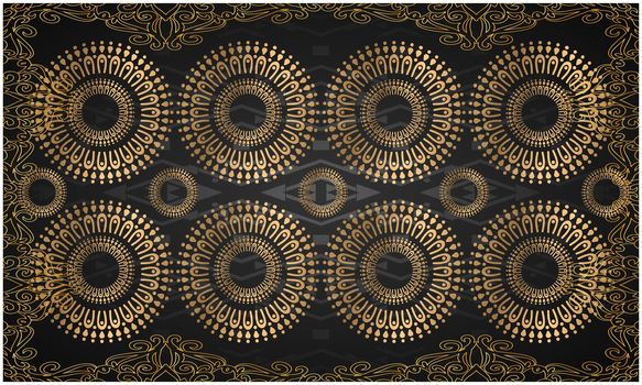 digital textile design of gold ornament art