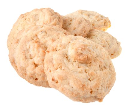 Homemade shortbread cookies isolated on white background.