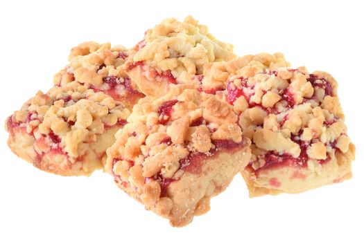 Homemade shortbread cookies with berry jam isolated on white background.