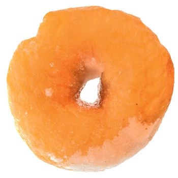 Sugar donut top view isolated on white background.