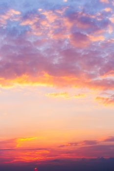 colorful dramatic sky with cloud at sunset