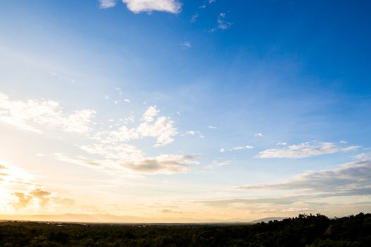 colorful dramatic sky with cloud at sunset