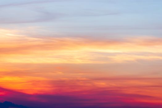 colorful dramatic sky with cloud at sunset