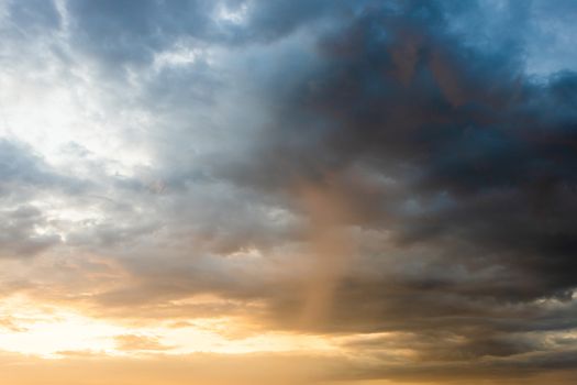 colorful dramatic sky with cloud at sunset