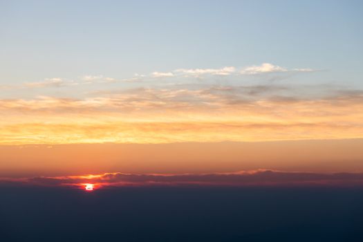 colorful dramatic sky with cloud at sunset