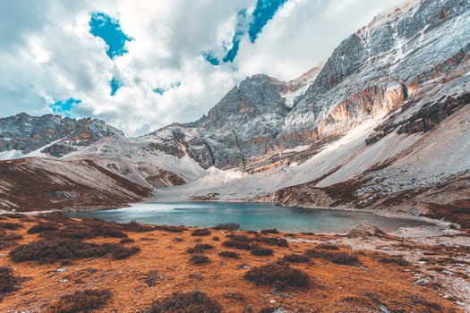 Five Colors Lake at Doacheng Yading National park, Sichuan, China. Last Shangri-la