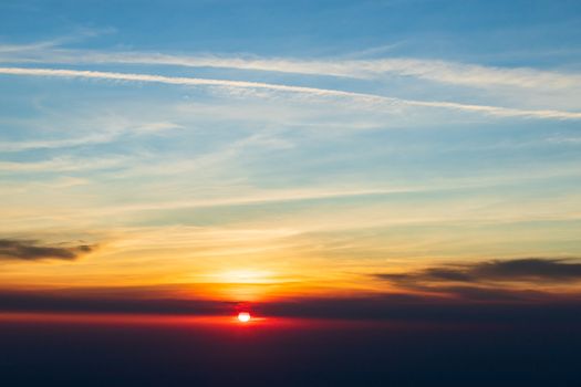 colorful dramatic sky with cloud at sunset