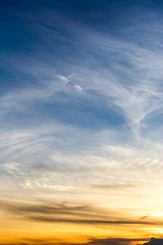 colorful dramatic sky with cloud at sunset