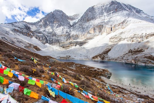 Five Colors Lake at Doacheng Yading National park, Sichuan, China. Last Shangri-la