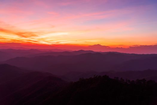 colorful dramatic sky with cloud at sunset