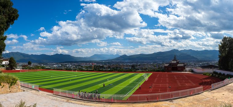 Football field in Lijiang old town beautiful view from Lijiang