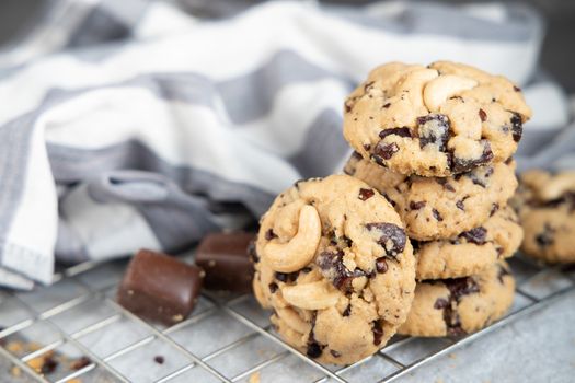 chocolate cookies on gray table