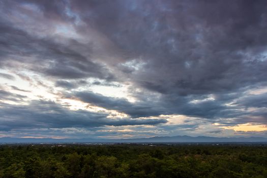 colorful dramatic sky with cloud at sunset