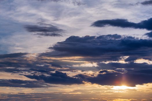 colorful dramatic sky with cloud at sunset