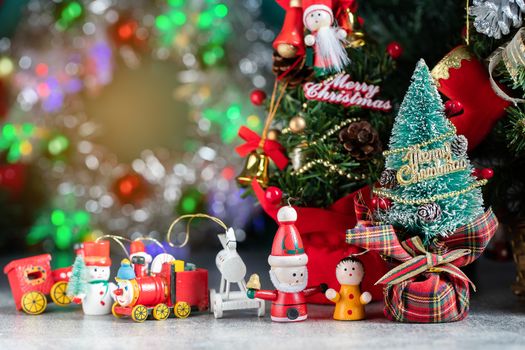 Christmas Background Of Defocused Lights With Decorated Tree