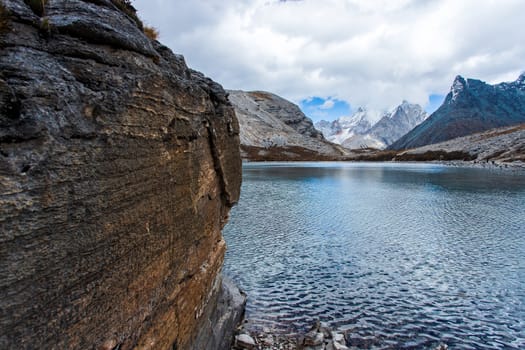 Five Colors Lake at Doacheng Yading National park, Sichuan, China. Last Shangri-la