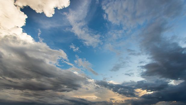 colorful dramatic sky with cloud at sunset