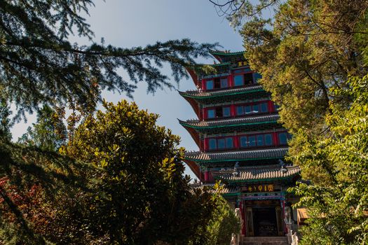 The view from Pagoda (Wangu Tower) on Lion Hill. Located in Old Town of Lijiang,