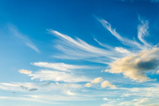 colorful dramatic sky with cloud at sunset