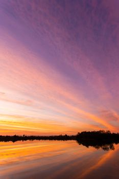 colorful dramatic sky with cloud at sunset