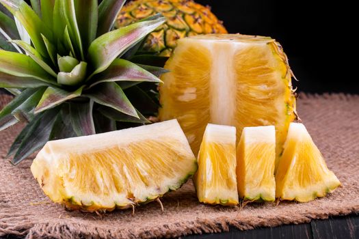 pineapple on table, top view