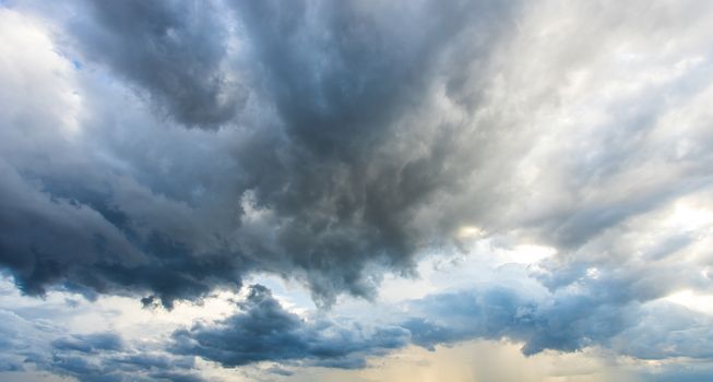 colorful dramatic sky with cloud at sunset