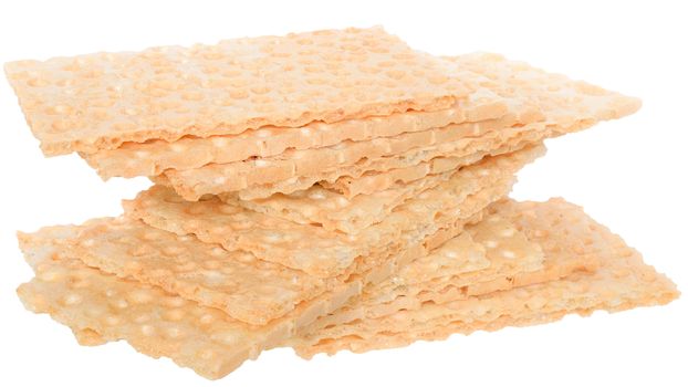 Heap slice of crispbread isolated on white background.