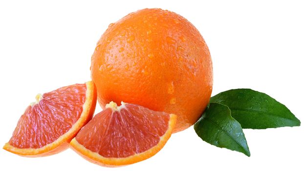Blood orange slice isolated on a white background