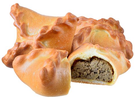 Pies stuffed with liver isolated on a white background.