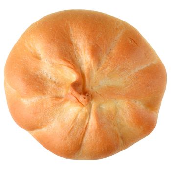 Sweet bun top view isolated on white background.