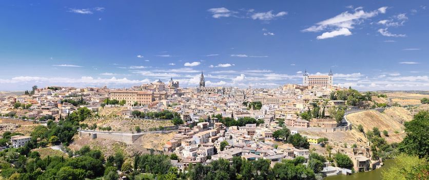 View of Toledo city from cigarrales in Spain.