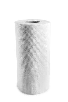 Cleaning paper towel roll isolated on white background
