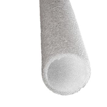 A white extruded polyethylene foam tube isolated on white background