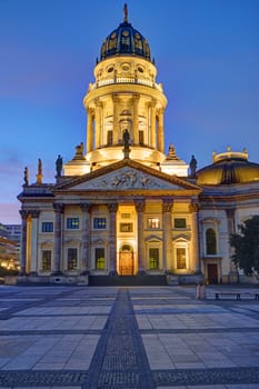 The New Church on Gendarmenmarkt in Berlin at dawn