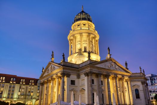 The German Church on Gendarmenmarkt in Berlin at dawn