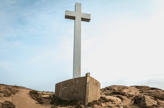 detail view on the Calvary of the sailors of the Pointe du Chatelet built in 1934 on the island of Yeu, France