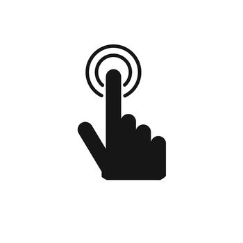 Hand with touching icon on white background.