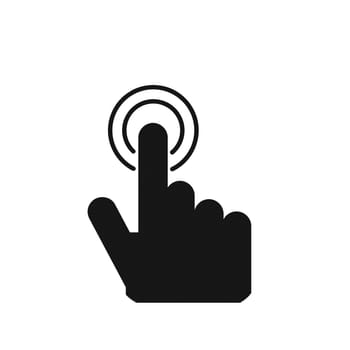 Hand with touching icon on white background.