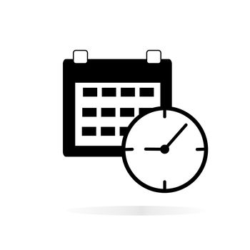 calendar clock icon on white background. calendar clock sign. flat style. calendar clock  icon for your web site design, logo, app, UI.