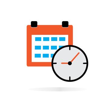 calendar clock  icon on white background. calendar clock sign. flat style. calendar clock  icon for your web site design, logo, app, UI.