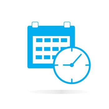 calendar and clock  icon on white background. calendar clock sign. flat style. calendar clock  icon for your web site design, logo, app, UI.