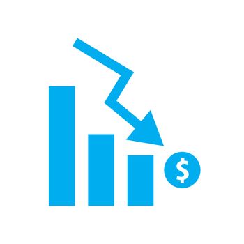 Chart with bars with bars declining. Chart icon. flat style. chart icon for your web site design, logo, app, UI. graph chart symbol. 