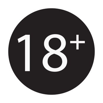 18 years old sign. Adults content only icon. flat style. 18 years old icon for your web site design, logo, app, UI. 