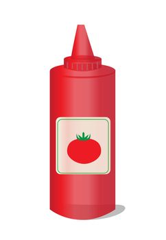 Bottles of tomato ketchup isolated on white background. flat design