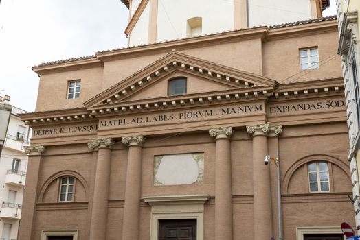 foligno.italy june 14 2020 :one of the many internal churches of the city of foligno with support columns